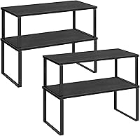 Vista 39 de SONGMICS Cabinet Organizer Shelf, Set of 4 Kitchen Counter Shelves, Kitchen Storage, Spice Rack, Stackable, Expandable, Metal and Engineered Wood