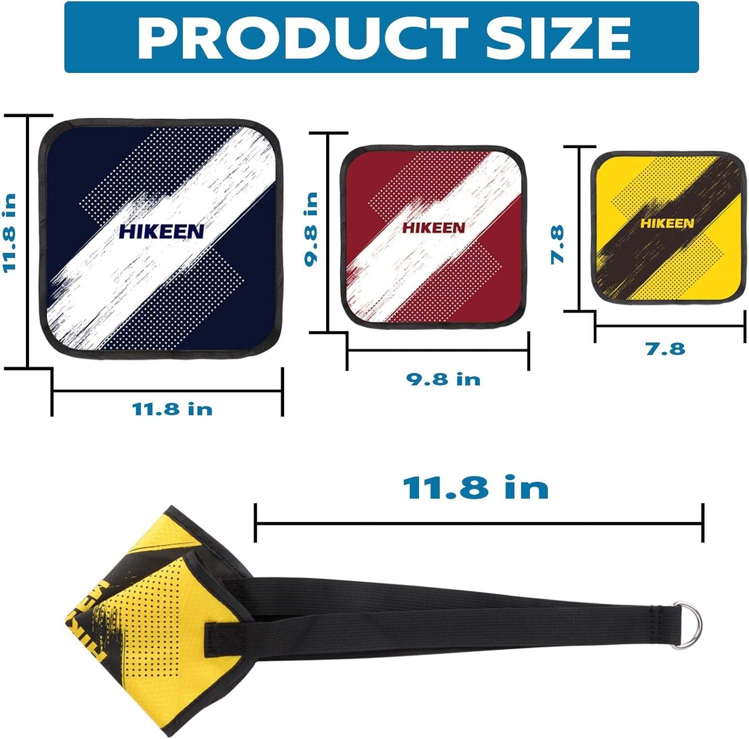 Hikeen Swimming Parachute Resistance Set Training Equipment with 3 Parachute & Adjustable Length Swim Belts for Adults