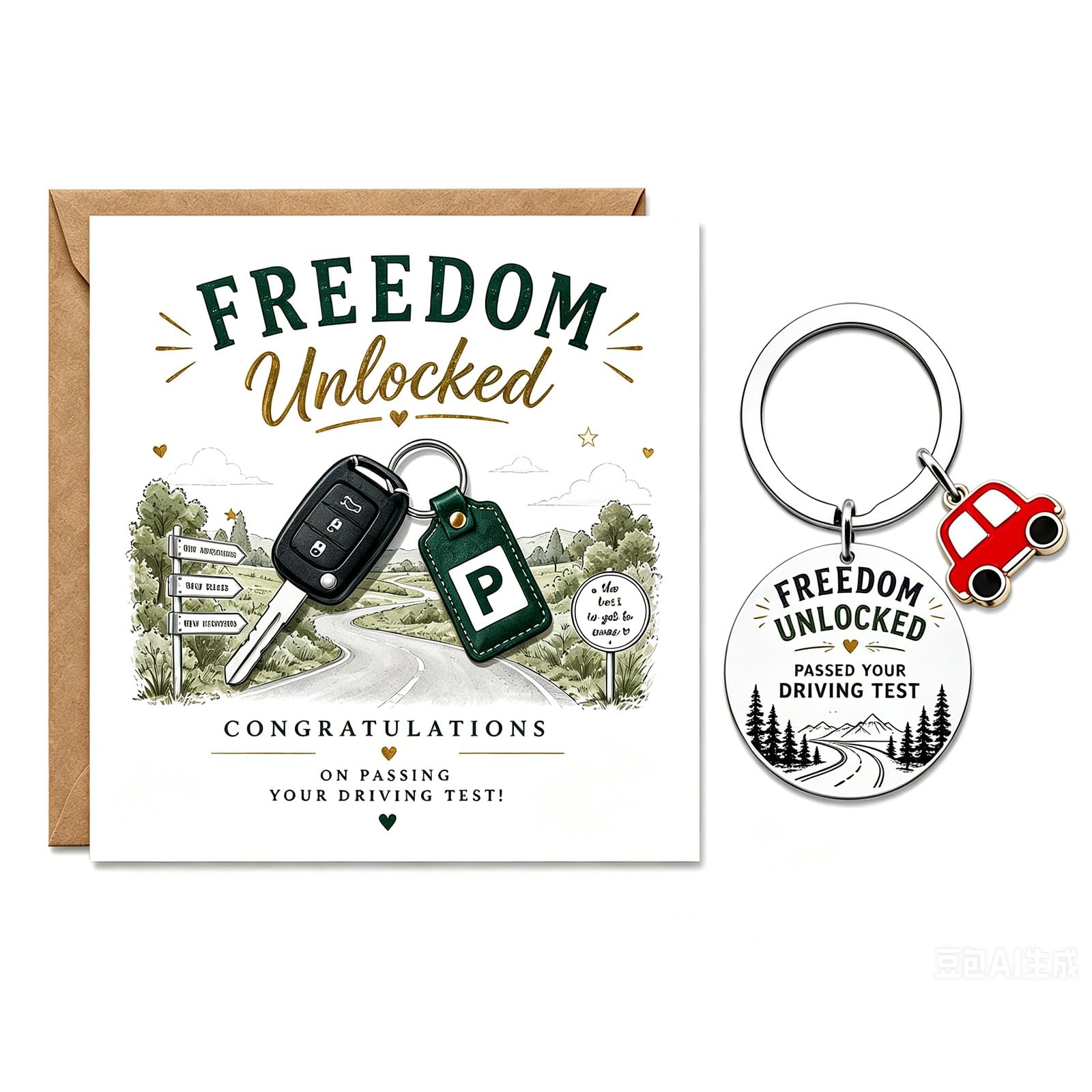 Passed Driving Test Card, Passed Driving Test Gifts, Card And Keyring Set