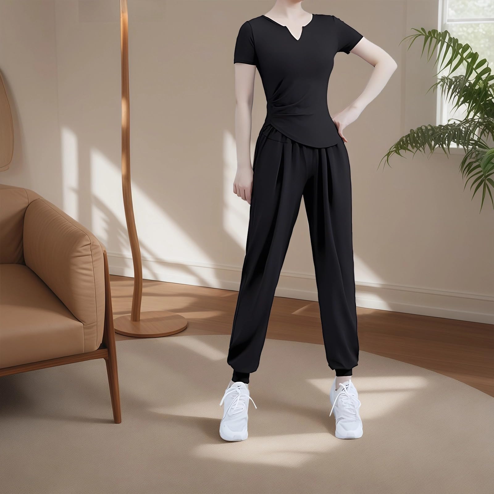 Conjunto de ropa deportiva para mujer, conjunto de 5 piezas, ropa de yoga, conjuntos de entrenamiento de manga larga para mujer, diseño negro, tela transpirable cómoda, XXL para 135-150 libras de