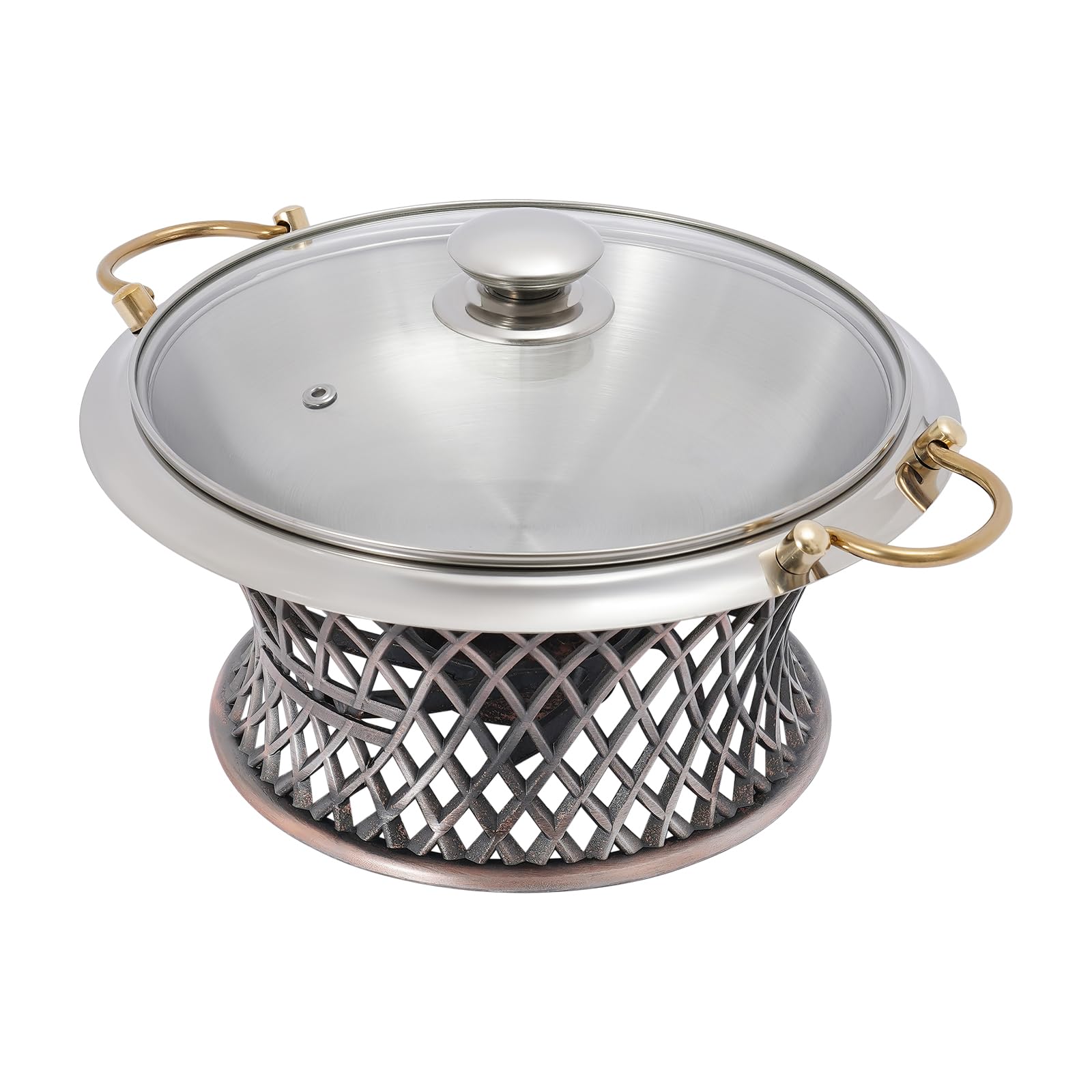 Pentola calda da buffet in acciaio inox con design a isolamento del carburante e supporto per fusti, ideale per catering e banchetti