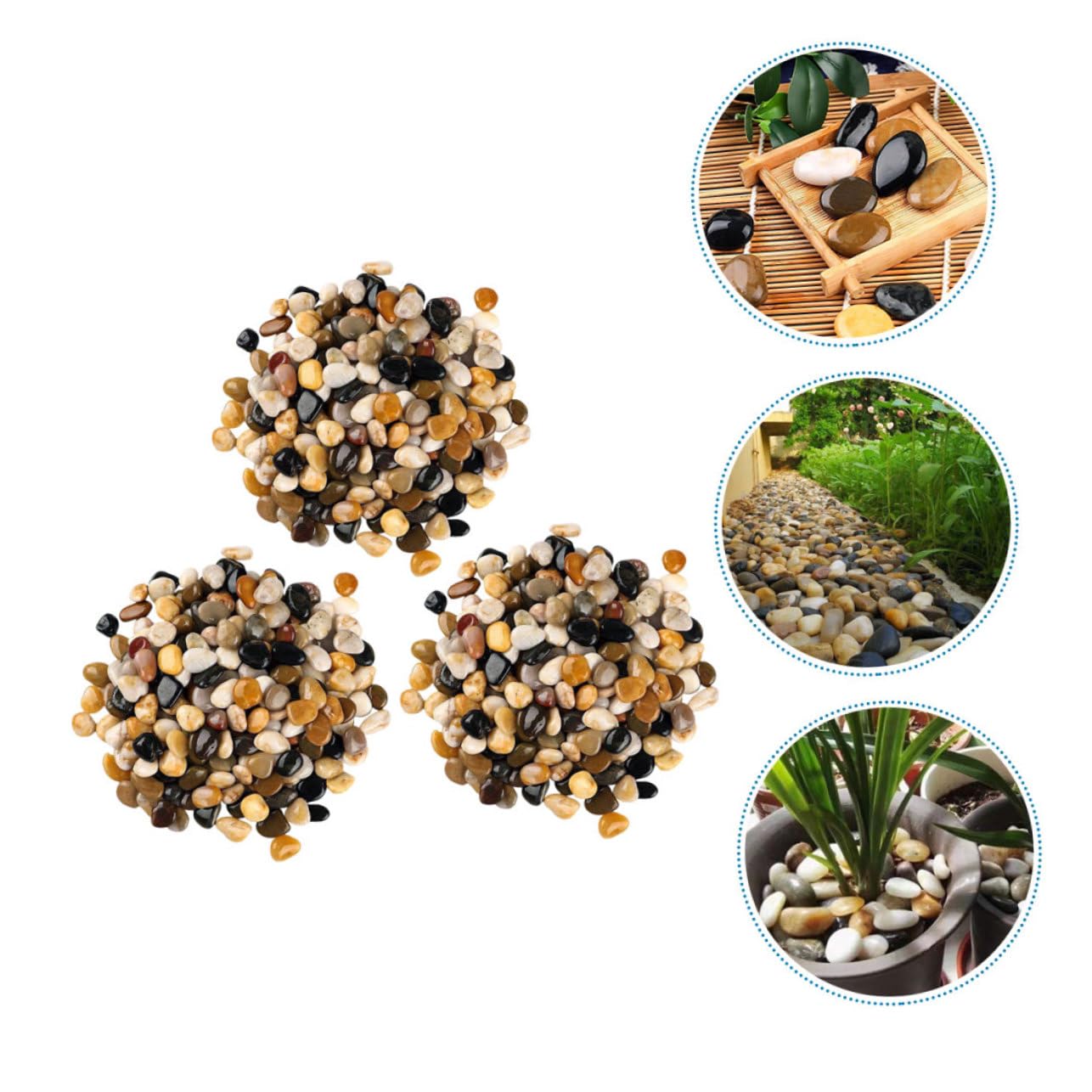 POPETPOP 3 Packs Natural Decorative Pebbles for Indoor Plants Aquariums and Gardens Each Filler for Flowerpots and Decorative Uses