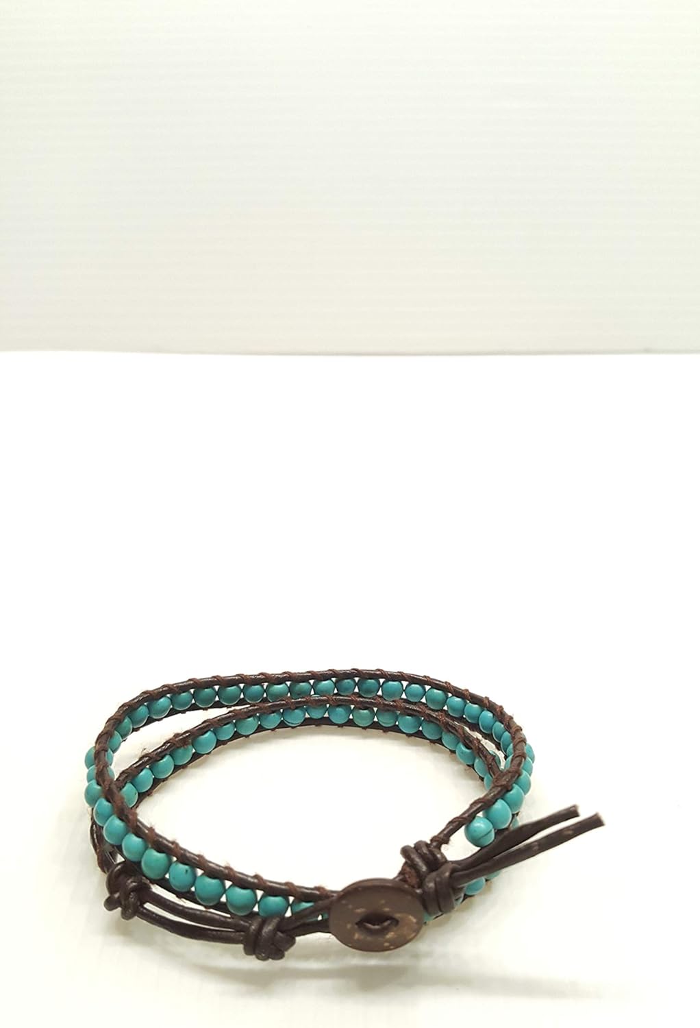 Turquiose 2 Wrap Bracelets and Choker woven Leather Necklace 2 in 1, Men Bracelet, Women Bracelet. - Image 3