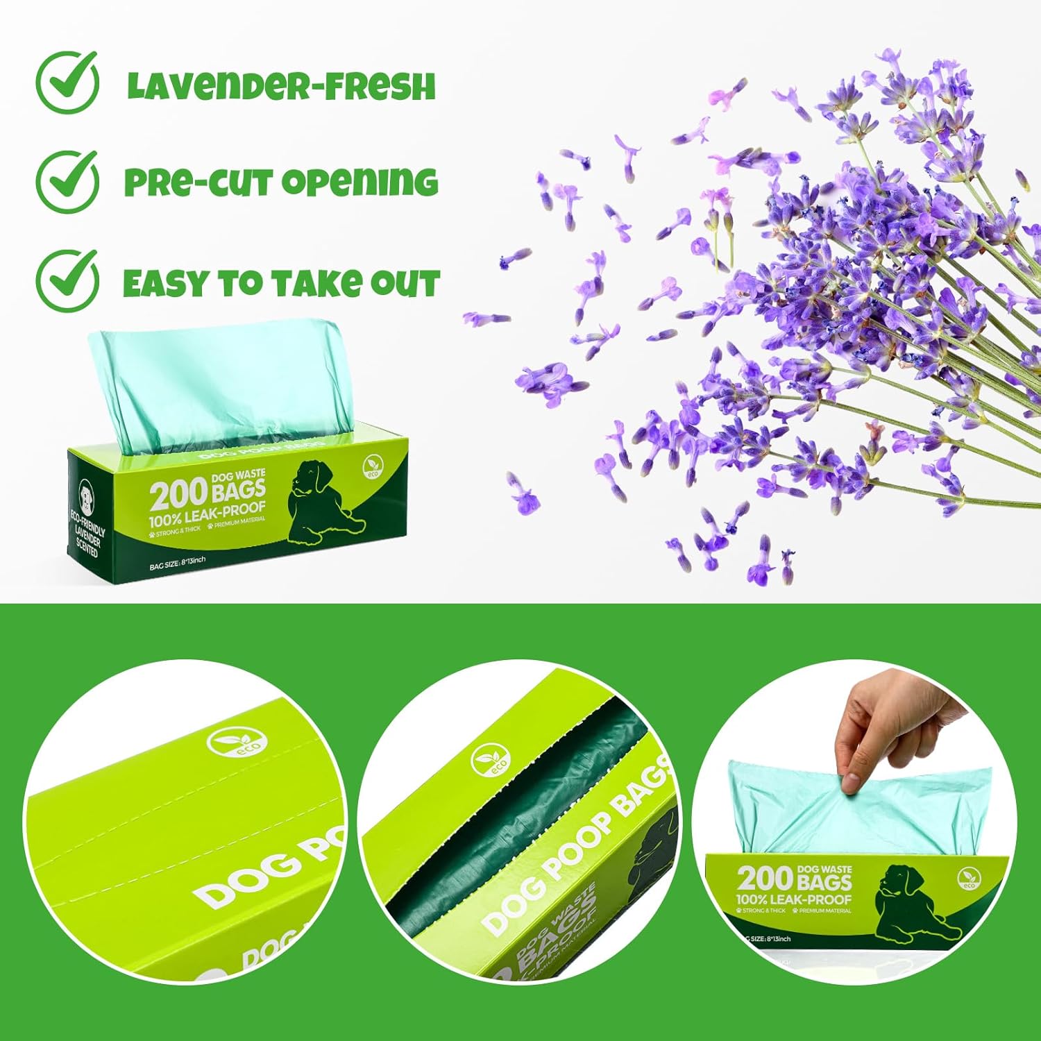 Sherr 20 Boxed Rolls 4000 Counts Lavender Scented Dog Poop Bag Bulk Leak Proof Dog Waste Bags Doggy Poop Bags Pet Waste Bag for Puppy Pets Outdoor Walking and Travel