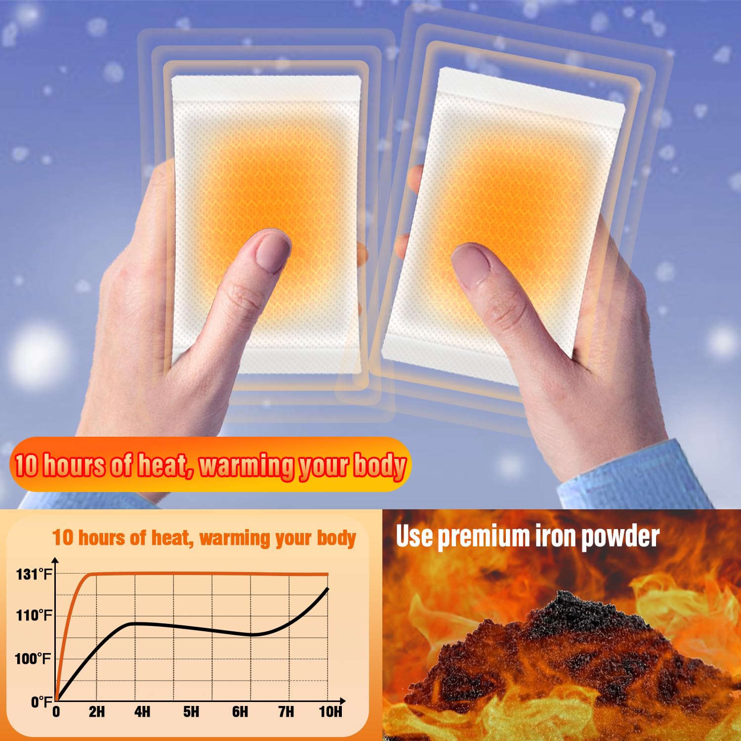 Hand Warmers - Body & Hand Super Warmers, Up to 10 Hours of Heat, Long Lasting Natural Odorless Air Activated Warmers, Hand Warmer for Sports, Hiking and Outdoor -10/20/40/80 Packs (80)