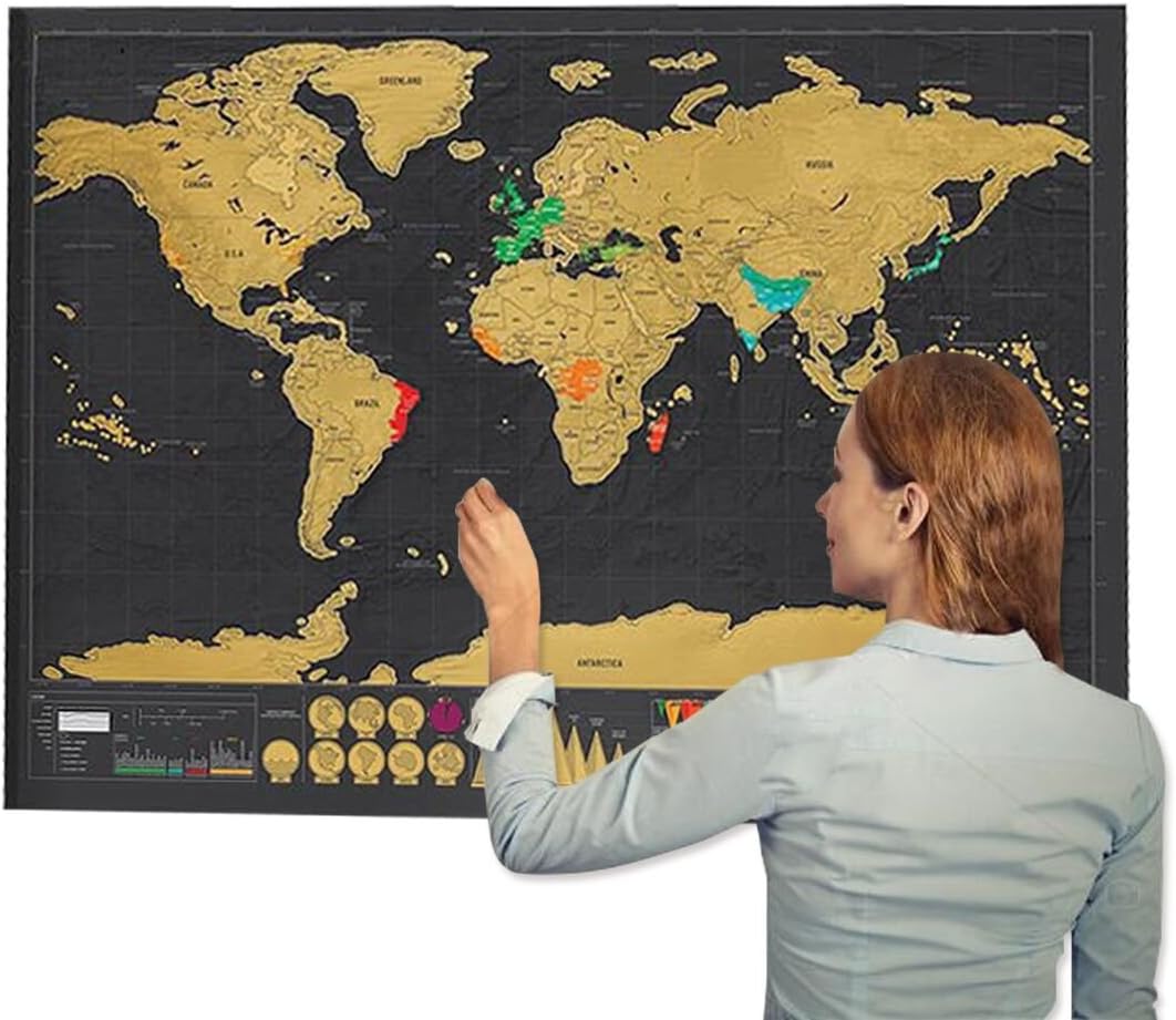 Scratchable World Map Travel Tracker Poster Easy to Scratch Off Trip Planner Recorder