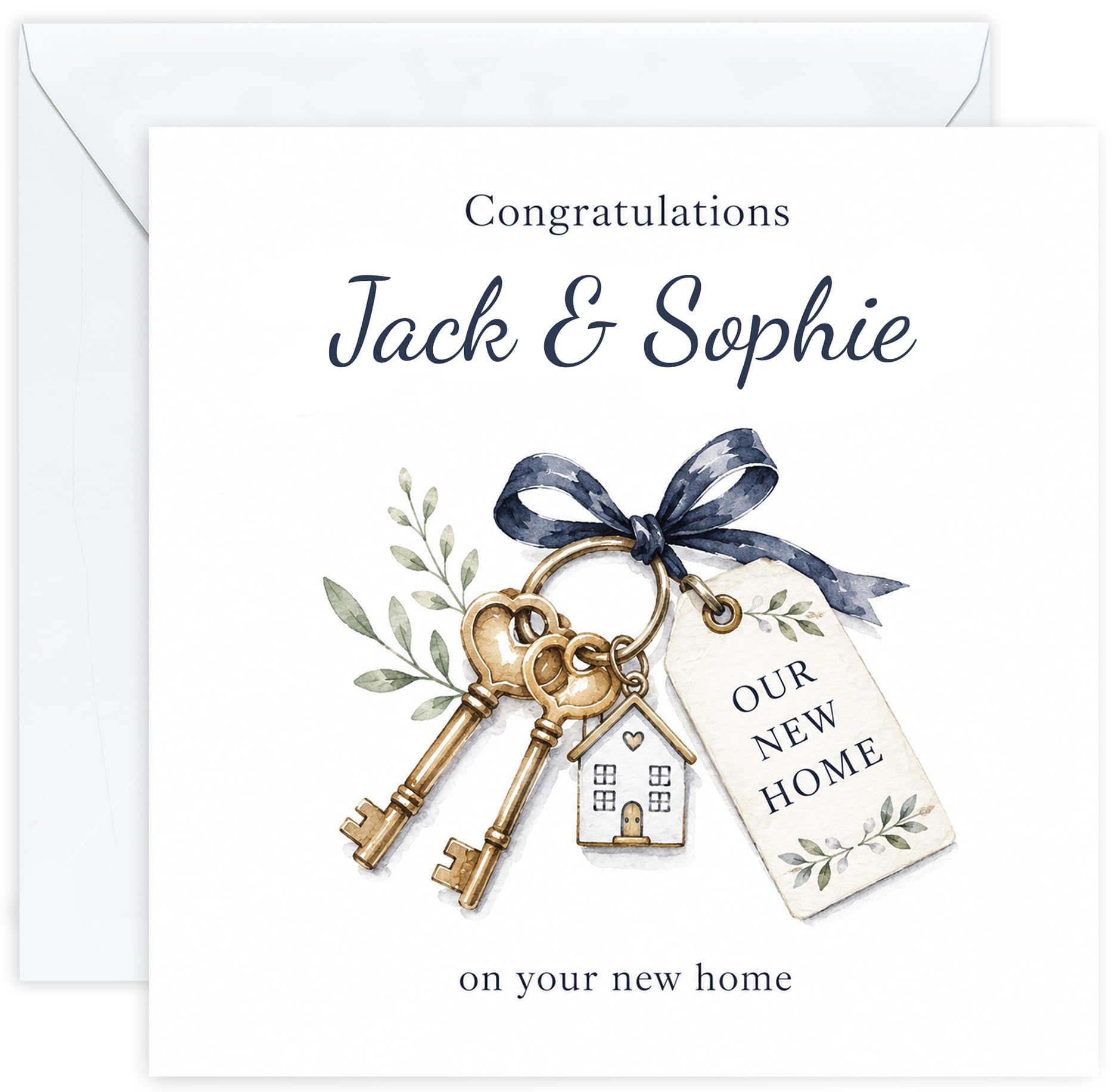 Personalised New Home Card | Welcome Home | Good Luck Moving House | Custom Housewarming Card for Couple, Friends or Family | New Homeowners | Handmade in the UK (Design 1) (Design 6)