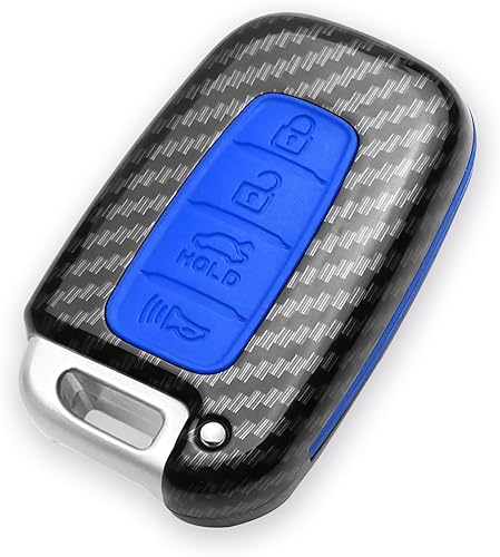 Funda para llavero KIA de 4 botones, funda de silicona suave ABS con patrón de fibra de carbono premium compatible con Hyundai Azera Elantra GT