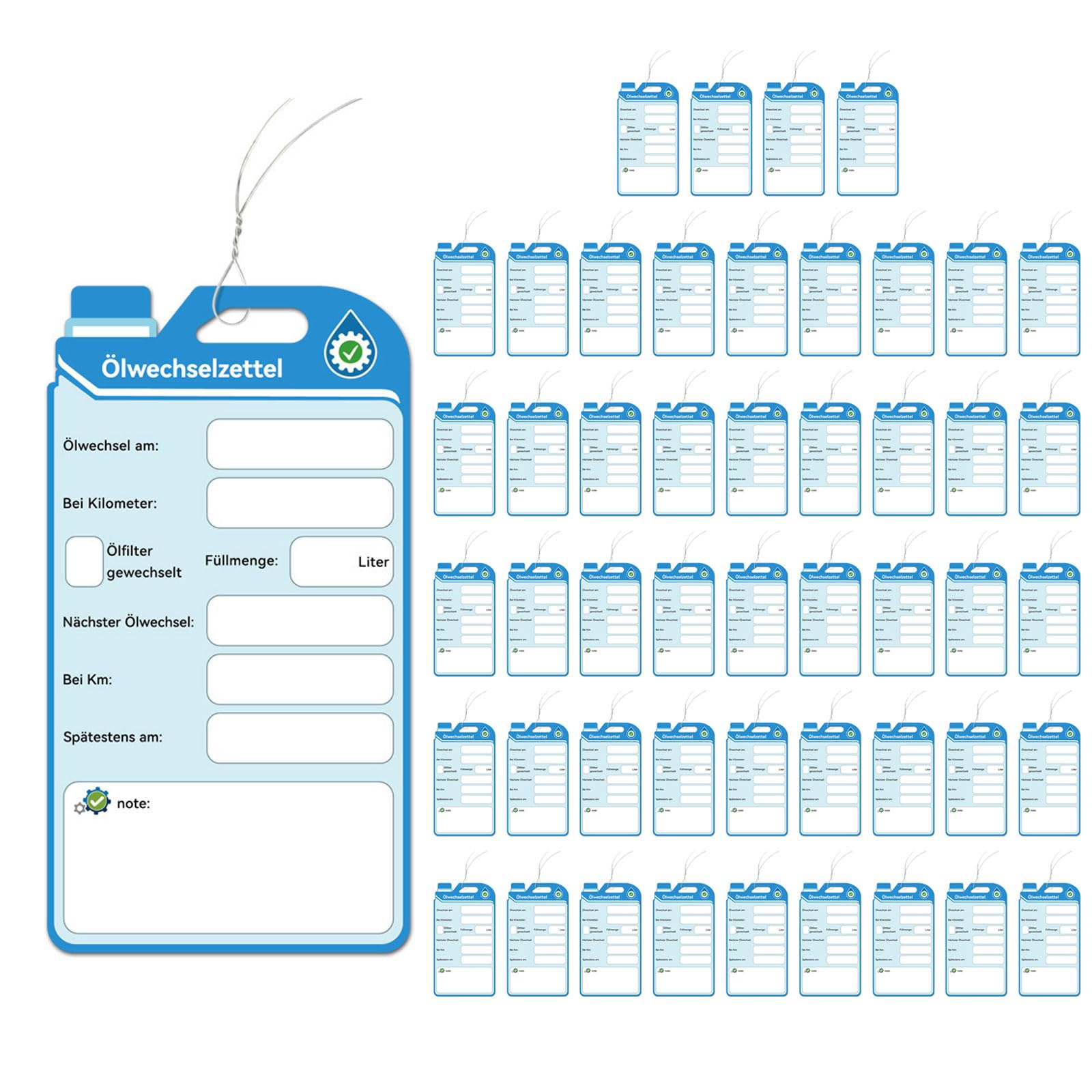Tarjetas de recordatorio de cambio de aceite con cables metálicos duraderos 8