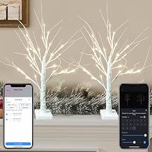 Christmas Decorations Indoor 2 Pack 2ft Smart Birch Tree with LED Lights App Control 18 Modes Twig Tree with Lights Dimmable Schedule Music Sync Warm White Birch Wood with Lights Home Christmas