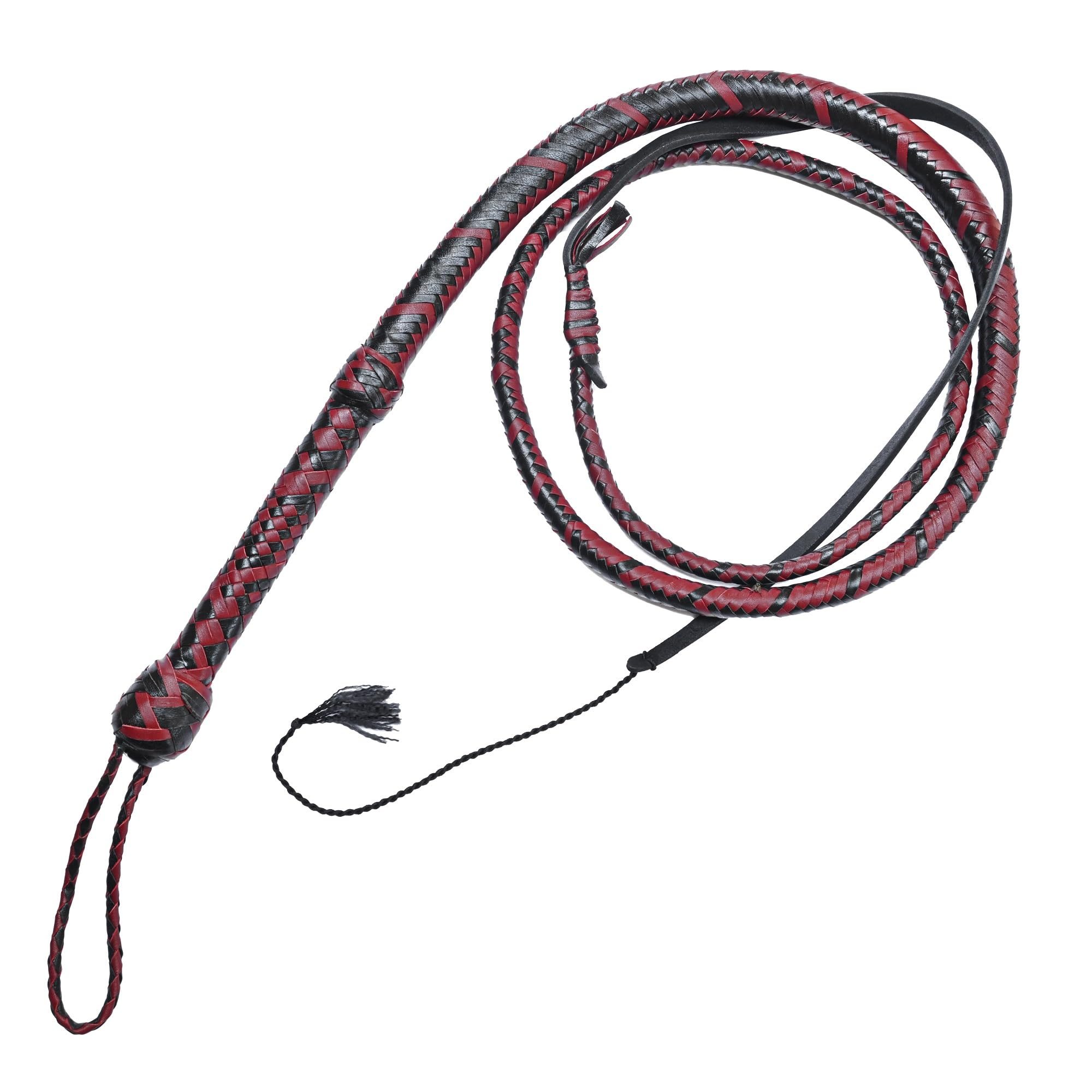 Fun Choice (FC) Indiana Jones Style Leather Cowhide-Whip 6 & 8 Feet Long 12 Plaits Bull-Whip Horse Riding Crop Fully Handmade Equestrian Sport Whip (6.00 Feet)