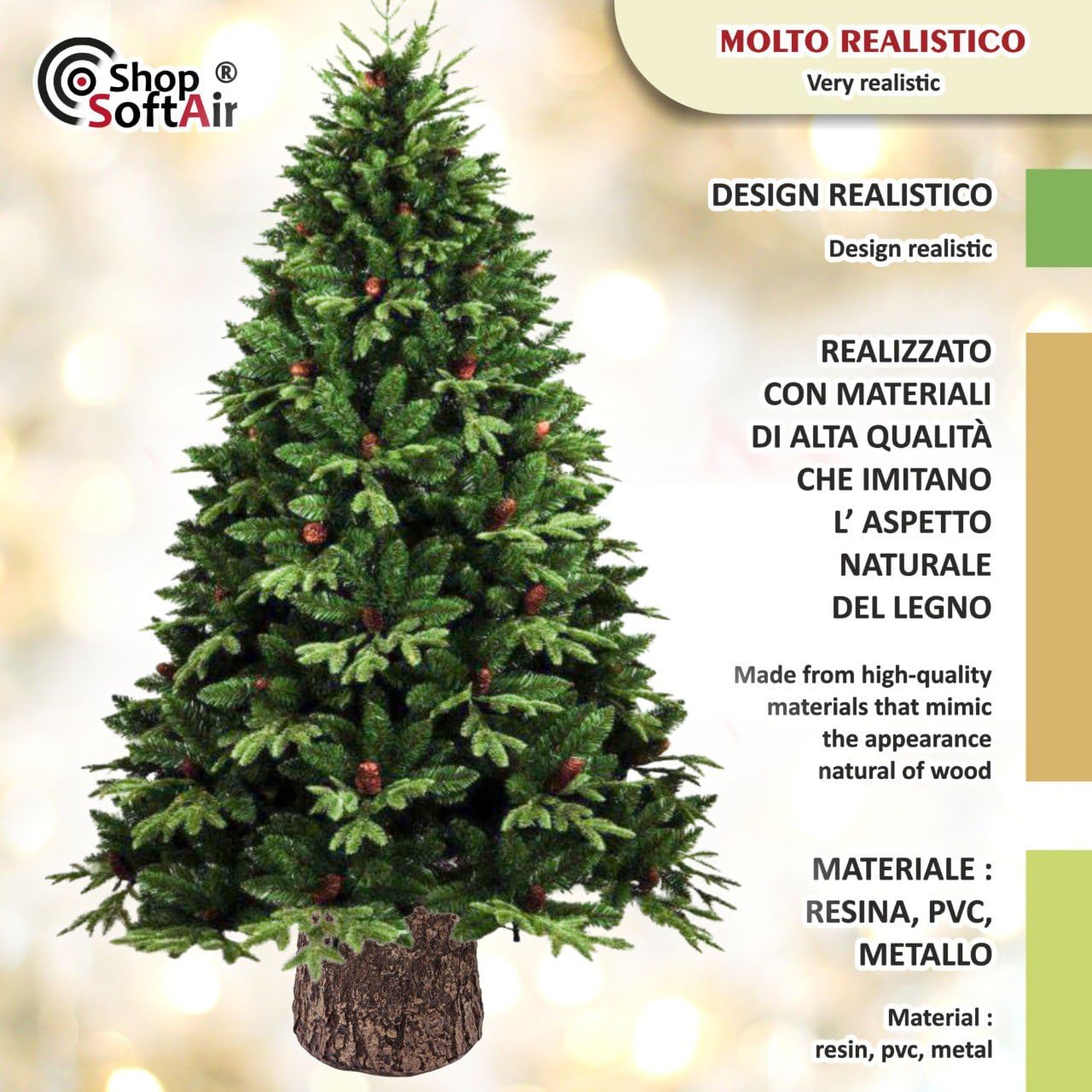 Base Tronco Albero di Natale, Marrone Rustico, 36 cm Altezza x 30 cm Diametro, Design Realistico, Supporto Stabile per Alberi