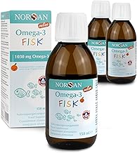 NORSAN Omega 3 FISK Fish Oil High Dose Pack of 3 (3 x 150 ml) / Omega 3 for Children 1,030 mg per Serving/Omega 3 Oil with EPA & DHA/Daily Dose 1 TL Omega 3 Premium Oil for Children
