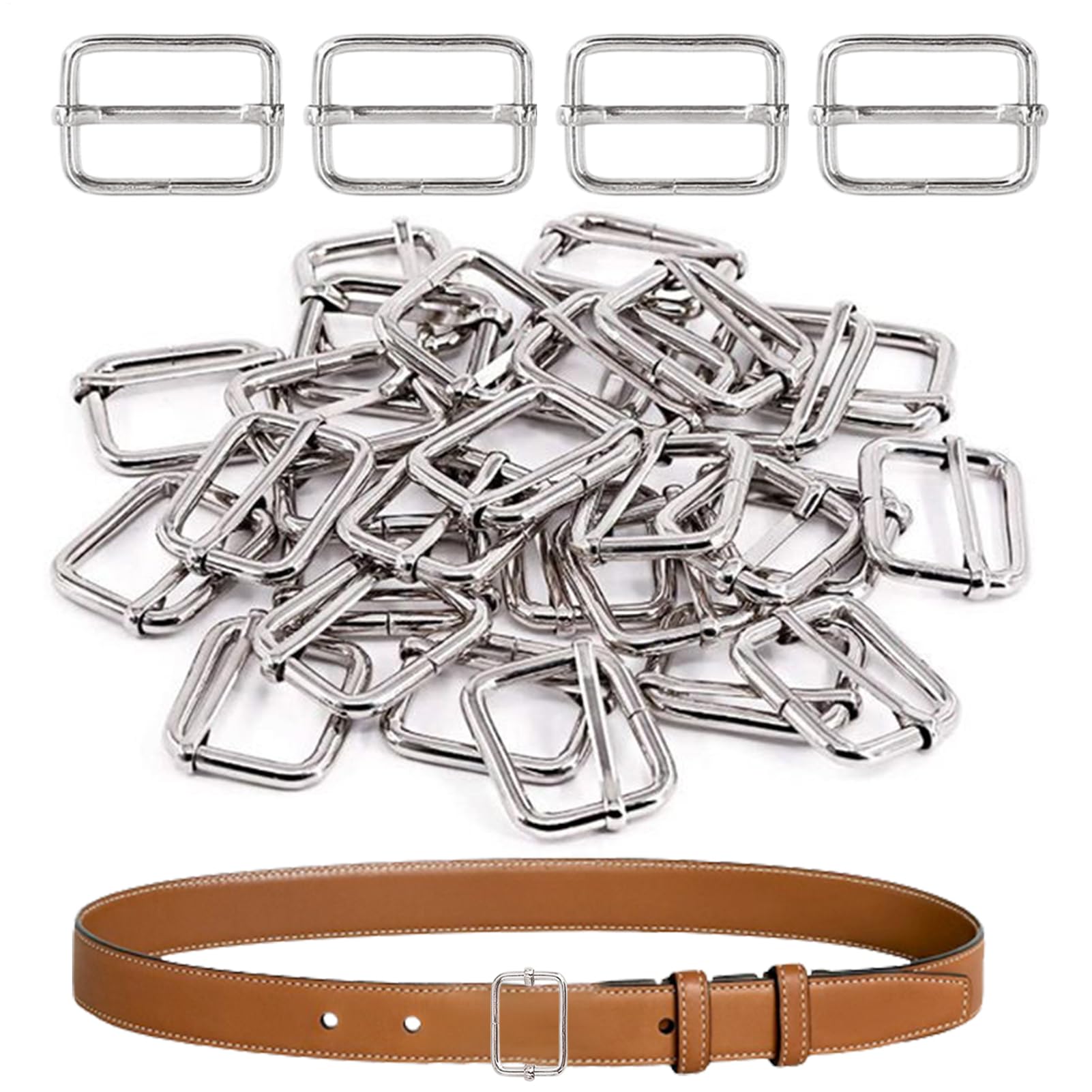 Boucles rectangulaires en métal x100 pour sangle et collier - 8