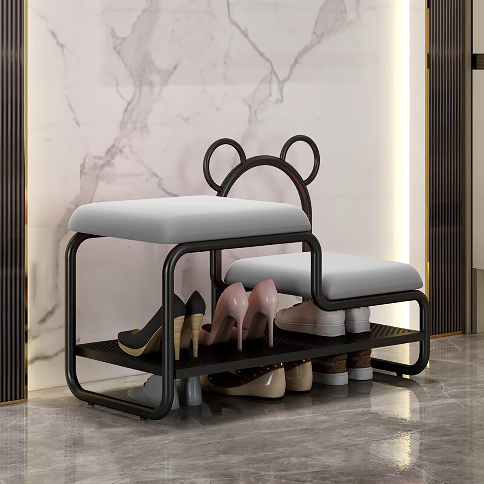Banc à chaussures rembourré pour résoudre le désordre de l'entrée