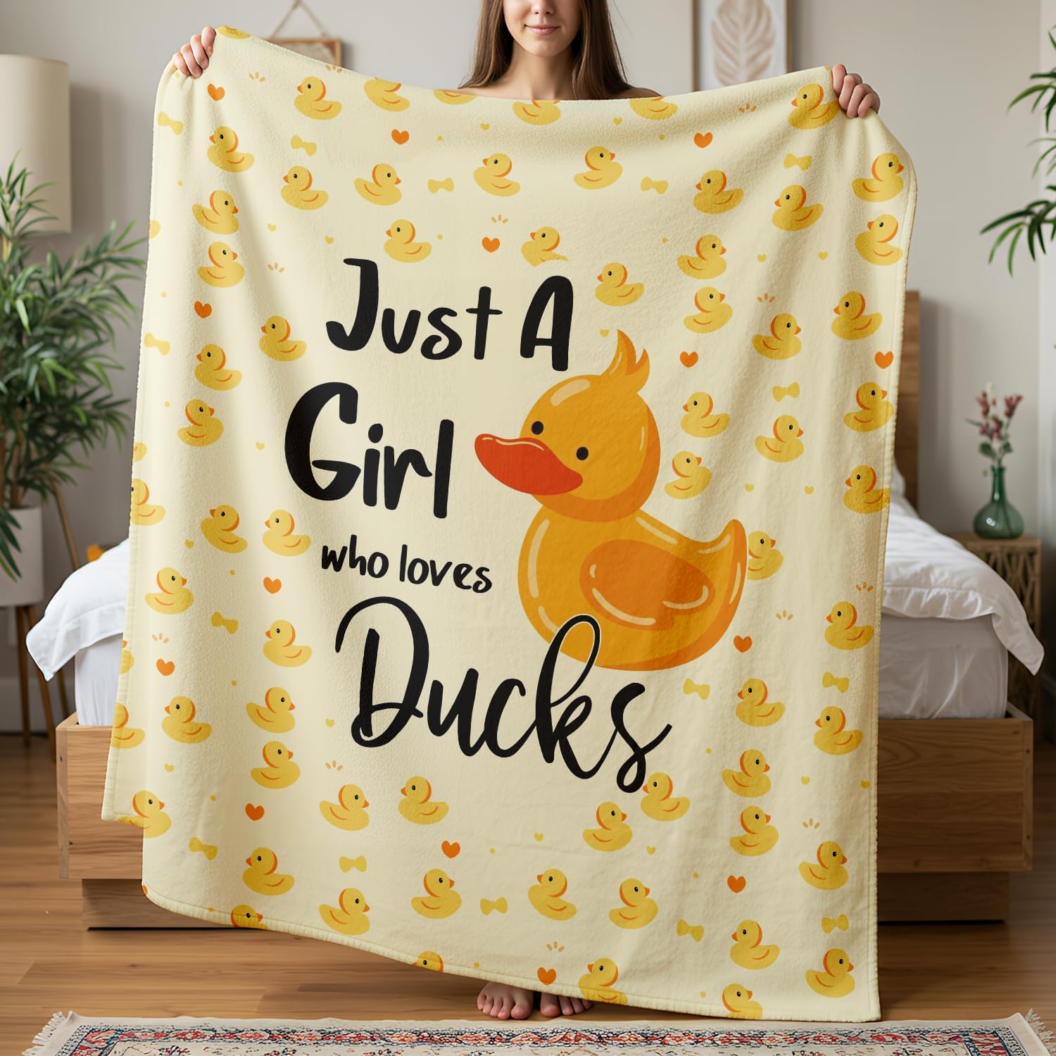 Cute Duck Throw Blanket for Kids, Duck Girl Gifts, Cozy Soft Kids Blanket, Just A Girl Who Loves Ducks Throw Blankets Bedding Decor for Couch Bed Chair 60"x50" - Image 2