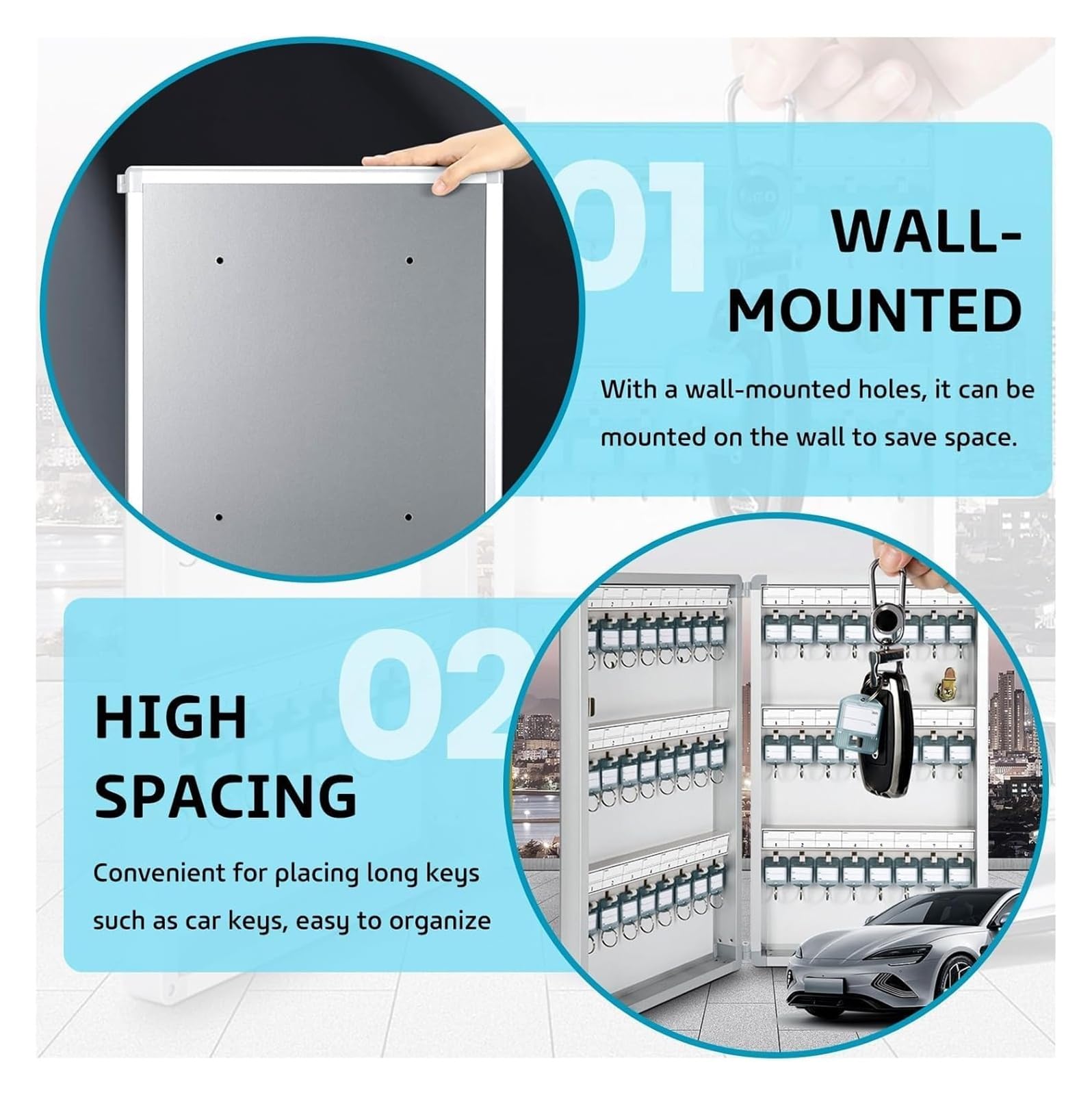 Armario para llaves de aluminio, con cerradura para almacenamiento en el hogar y la oficina, fácil acceso seguro, diseño duradero, ideal para máxima seguridad, capacidad para 48 llaves