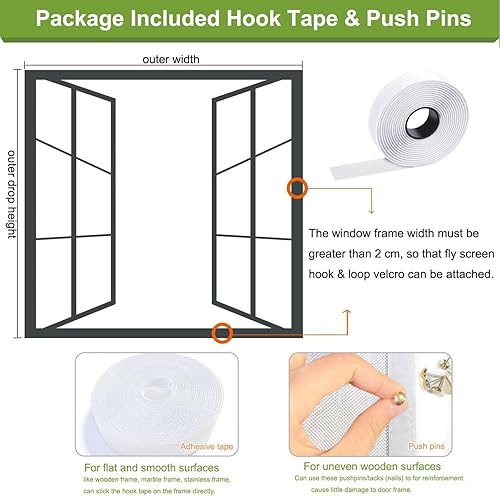 Miniatura 4 de Pantalla magnética para ventana de 28 x 45 pulgadas, cortina magnética para ventana de puerta con imanes, mosquitera de ventana de malla fina para
