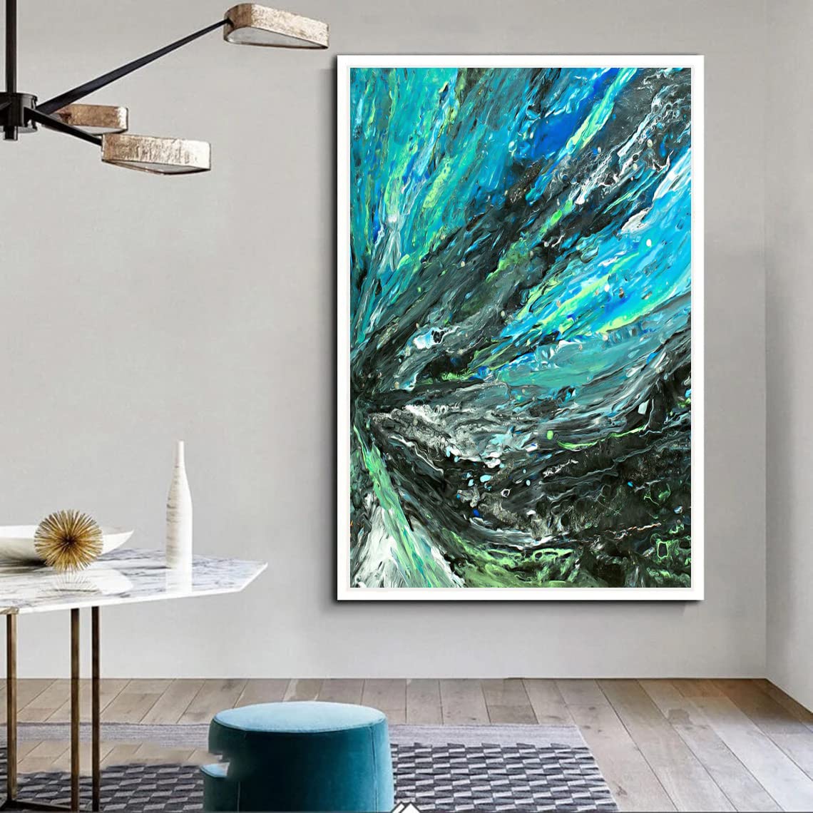 VERRE ART Printed Framed Canvas Painting for Home Decor Office Wall Studio Wall Living Room Decoration (45x60inch White Floater) - Hurricane - Chiara Magni