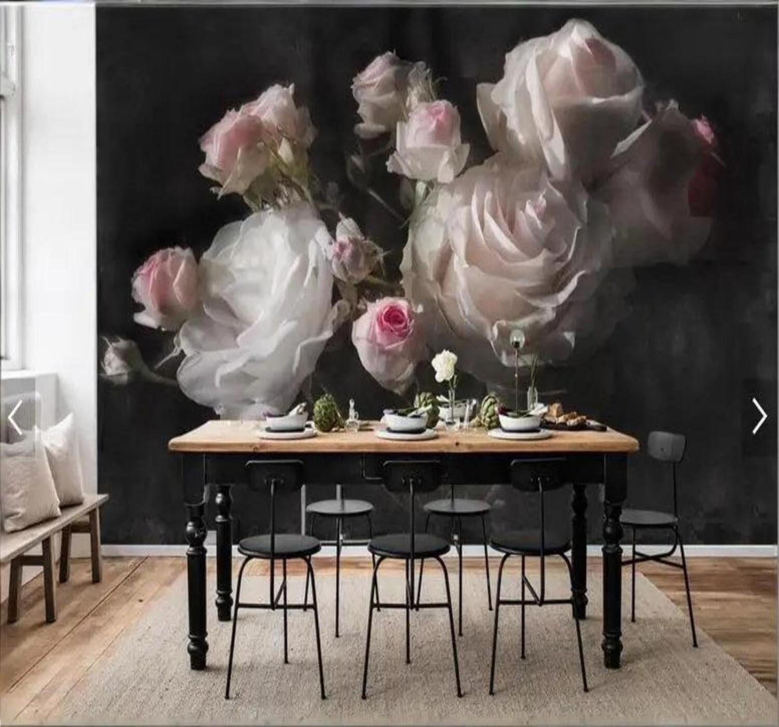 Wallpaper-3D-Xlm 200Cm×140Cm(B×H) Vintage Nostalgic Beautiful Three Dimensional Rose 3D Wallpaper Easy Install Feature Office Living Room Sofa Bedroom Tv Background Wall Decoration-200Cm×140Cm