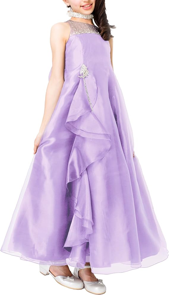 Amazon アリサナ Arisana ドレス 子供 ロングドレス ジュニア 発表会 結婚式 ピアノ こども 子供ドレス ピアノ発表会 ロング ドレス ブローチの2点セット フォーマル 通販