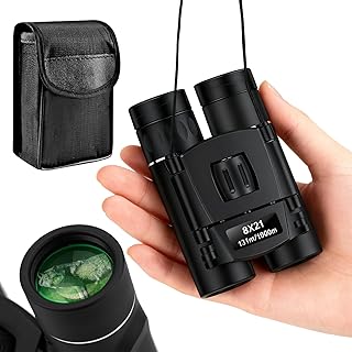 Jumelles Compactes 8x21, Prisme BAK-4, Lentille FMC Verte, Portables Ultra-Pliables avec Étui de Transport