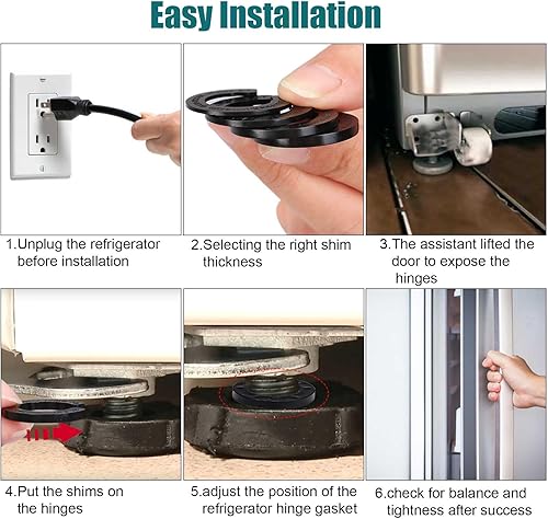 Miniatura 7 de FOWSRHRG Cuñas de bisagra de puerta de refrigerador, kits de ajuste de altura de puerta de refrigerador (para Samsung 3282540, DA60-00314C,
