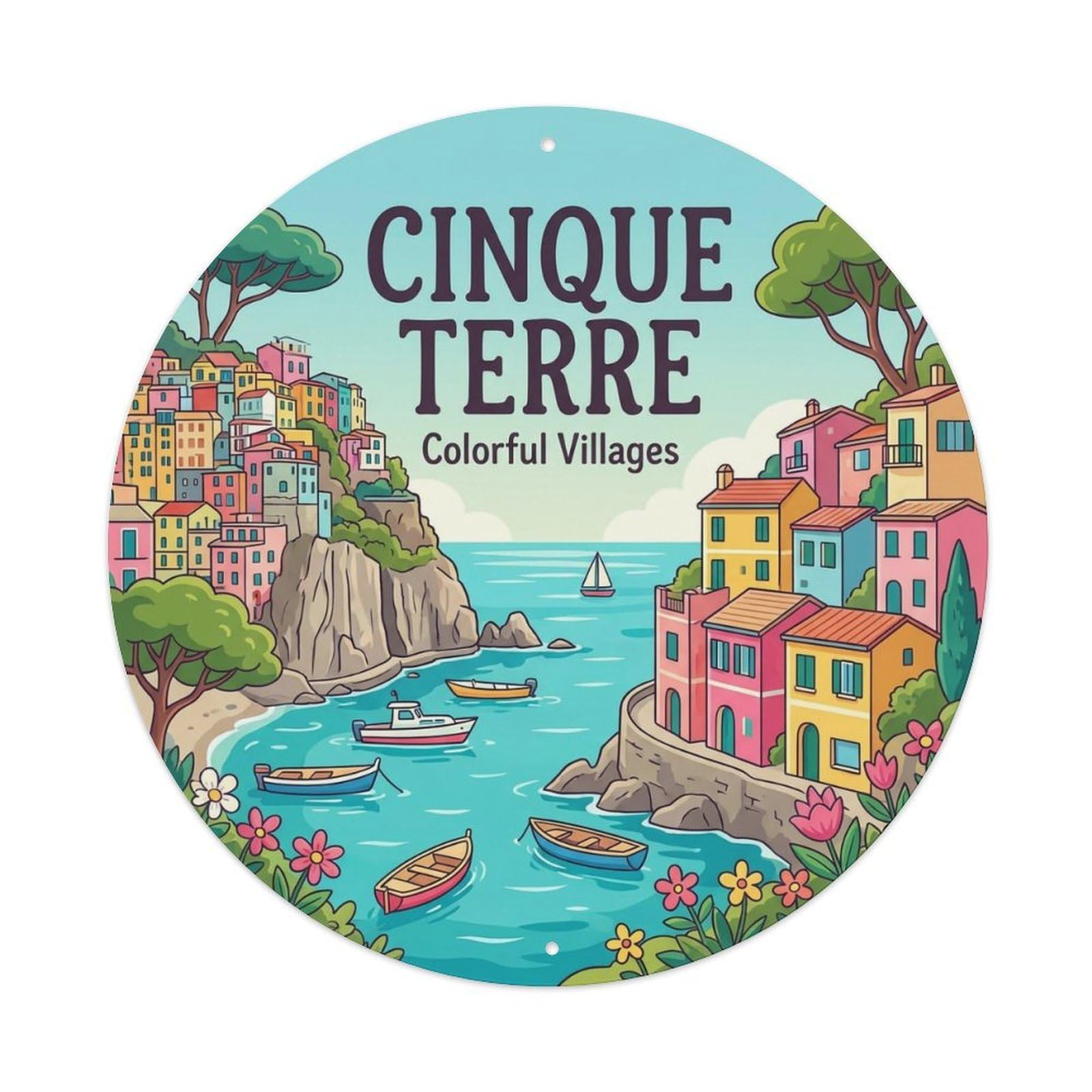 Vintage Travel Cinque Terre Italy Hope Metal Tin Sign