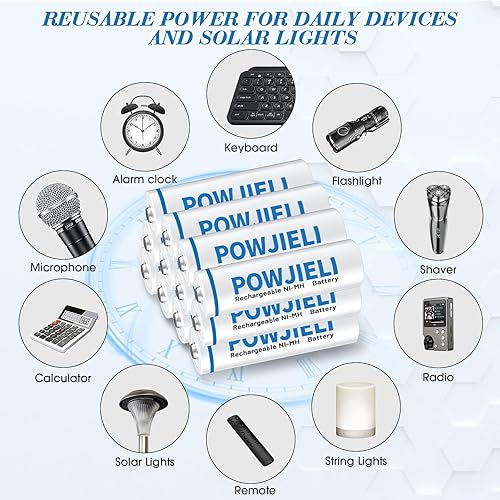 Miniatura 6 de Baterías recargables AA, 1.2 V 600 mAh Ni-MH doble A, para luces solares y dispositivos domésticos, paquete de 12