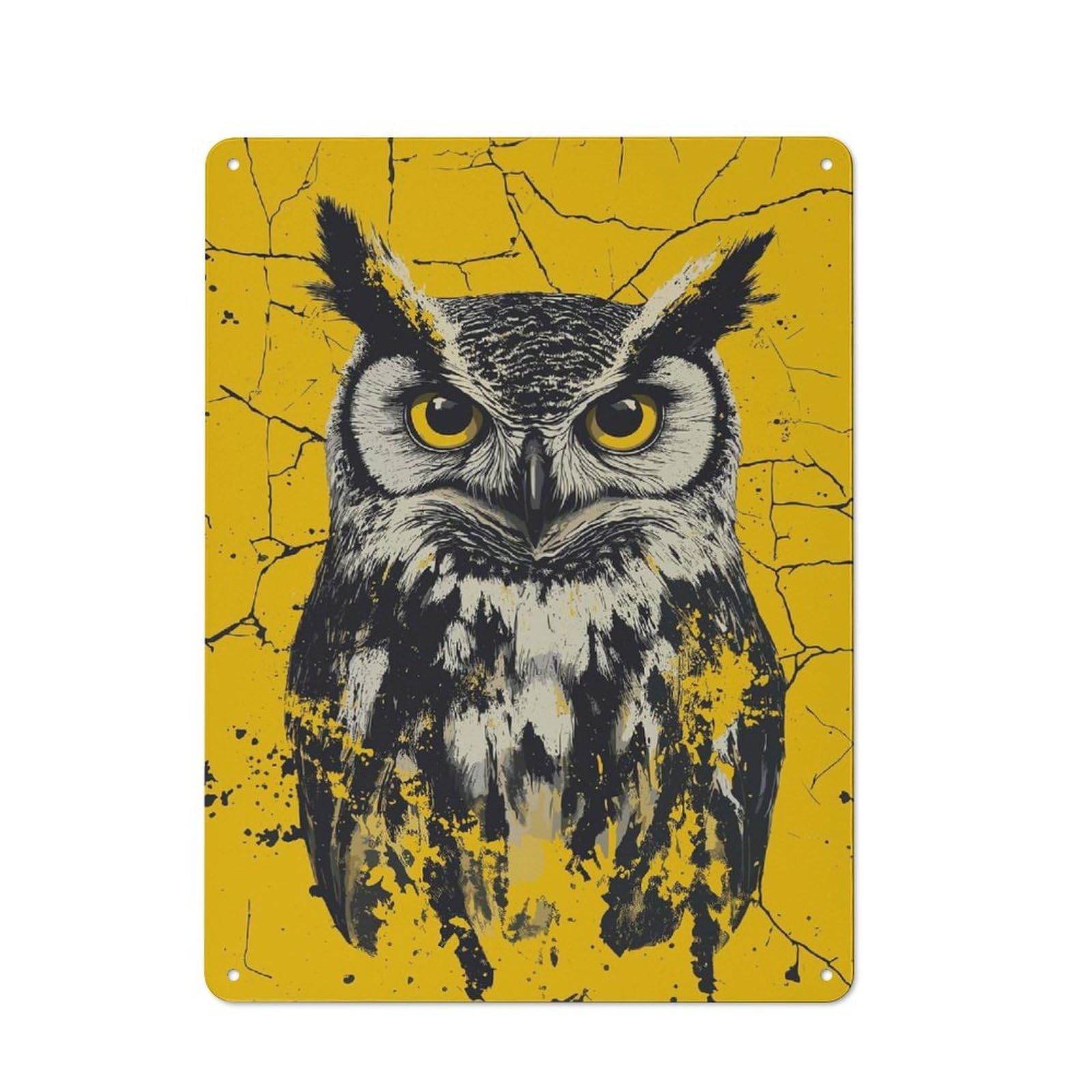 Junmoney Owl Retro Metal Plaque 40X30cm For Café Or Home Bar, With Clear Retro Wall Decor Character