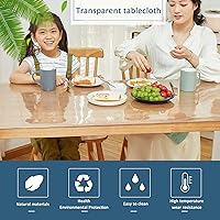 Vista 2 de Protector de mesa, rectangular, impermeable, transparente, protector de mantel, 0.079 in, PVC suave, cristal transparente, borde biselado, para mesa