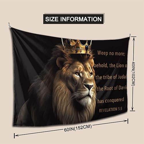 Miniatura 5 de TXIURYU Tapiz de León decoración de escritura religiosa y regalo cristiano, con el león de Judá, para dormitorio, sala de estar, dormitorio o
