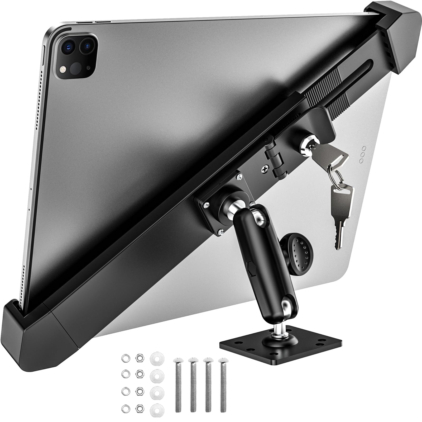Soporte Antirrobo para Tablet para iPad de 9 a 14", [Robusto y Estable] Soporte Tablet con Protección Antirrobo, Montaje en Coche Pared o Mesa para iPad Pro 13 12.9 11 9.7, iPad Air, Galaxy