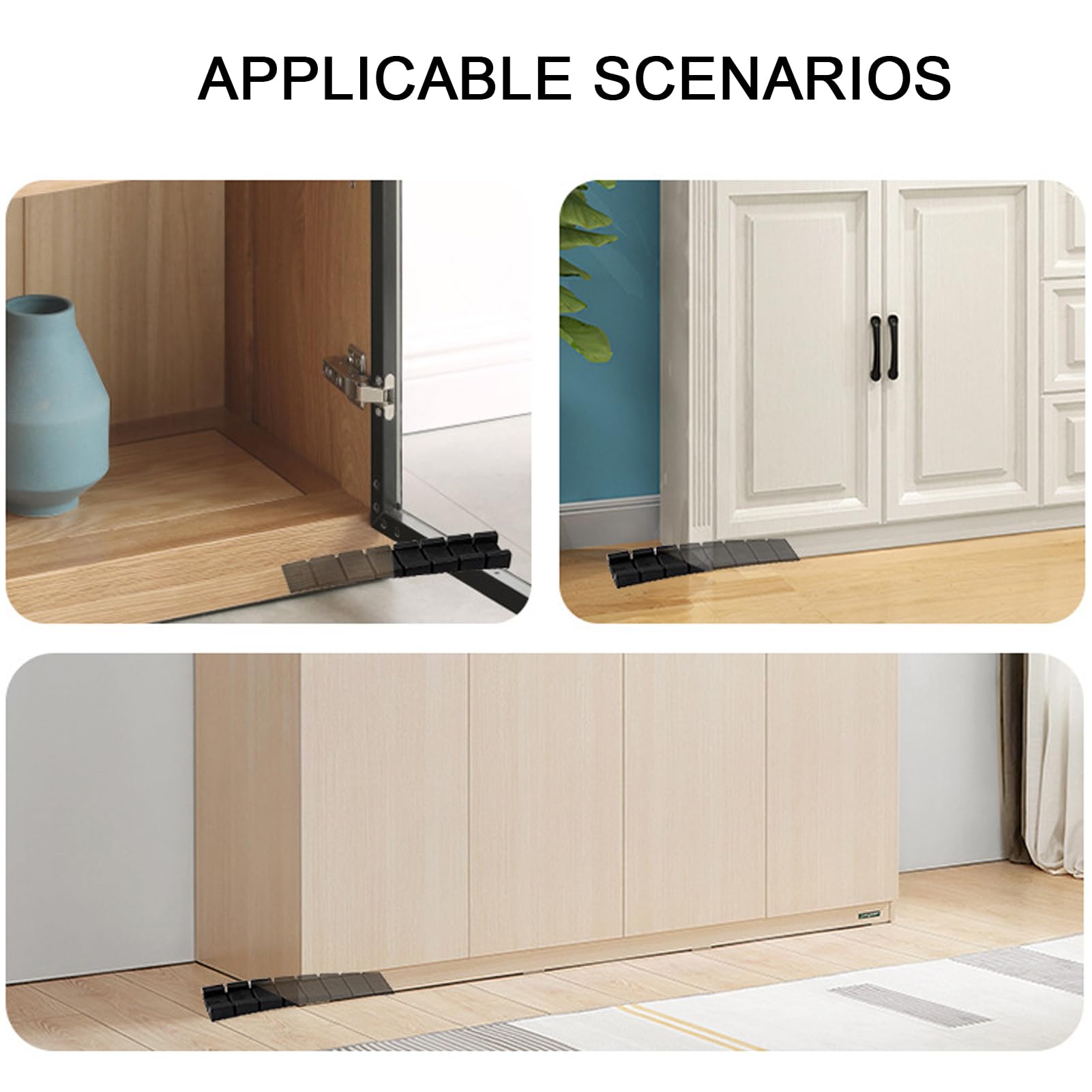Cunei per Mobili 8 x 20 x 98 mm Cunei di Livellamento Fermaporta Robusti con Punti di Rottura Integrati - Nero