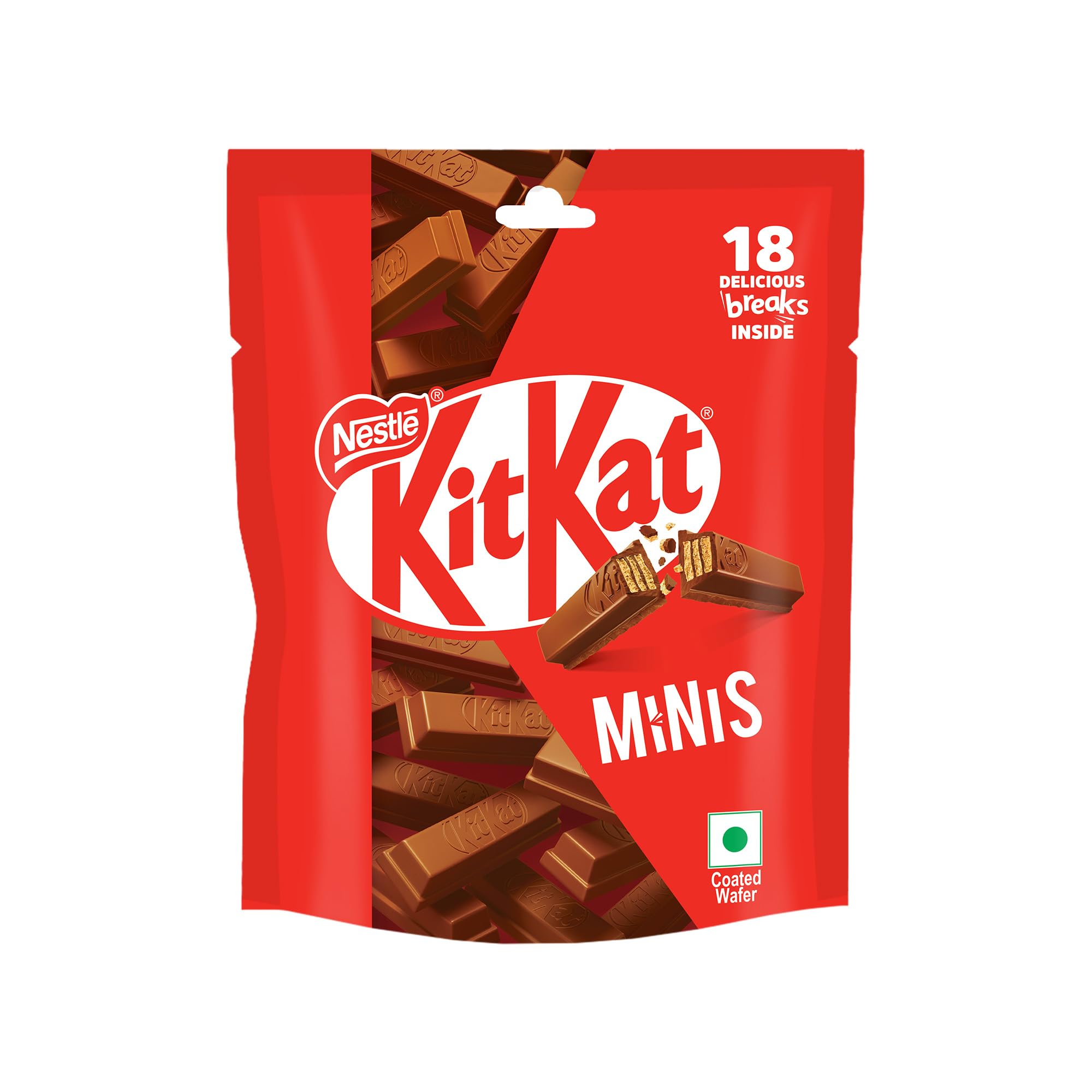 KIT KAT Minis, Choco Coated Wafer Bar, Share Bag, Miniature Pouch, 18 X 7.4 gm | 133.2 g