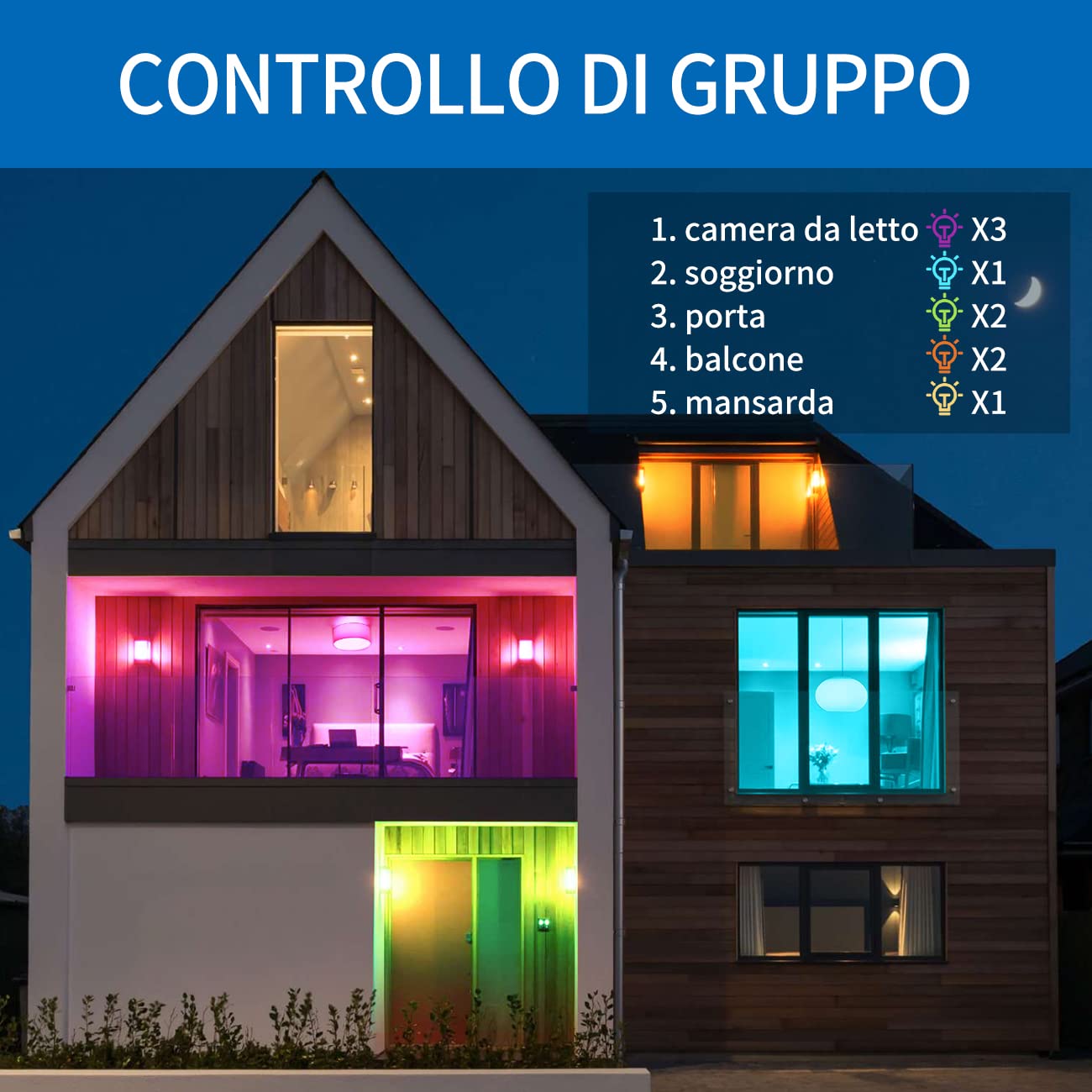 ANWIO Lampadina Alexa, Lampadina Smartx, 5W Equivalenti a 35W, 350LM,Lampada Smart Wifi GU10 con Telecomando Compatibile con Alexa, Echo and Google Assistant, RGB Intelligente Dimmerabile,4 Pcs