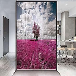 Light Blue Dark Orange Privacy Door Film Static Cling Glass Film Sunset at Sandy Beach Coastal View Window Film Privacy Static Cling Window Stickers Tropical 35.4Wx78.7L-inch