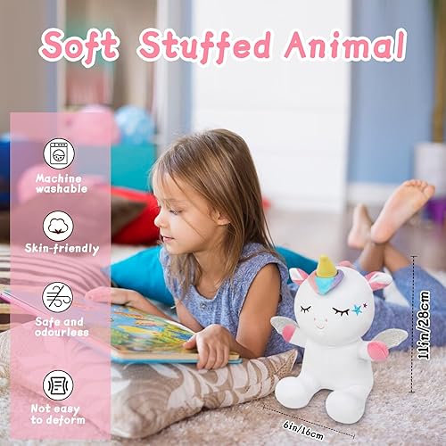 Miniatura 2 de JEROKUMI Almohada de felpa de unicornio, animales de peluche de unicornio de 11 pulgadas, lindas almohadas de unicornio para niños, animales de