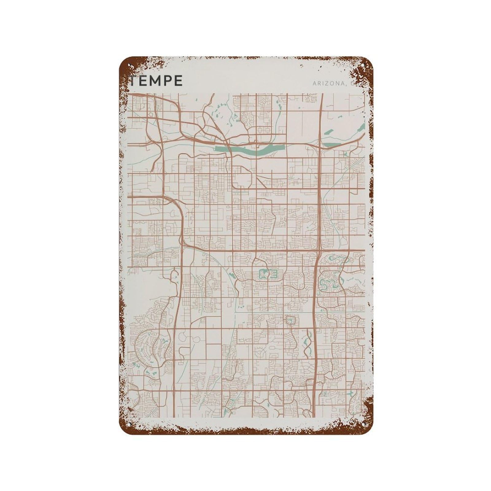 xiaoxiaoshen Tempe Map Arizona Travel Gift Farmhouse Decor for Parent Wall Decor Art Metal Tin Poster Modern Home Decor Art Home Bar Shop Decorations Vintage Sign 30x20cm