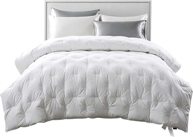 Downcy - 60% Natural White Down Duvet, 100% Cotton Cover, 135 x 200 cm - White