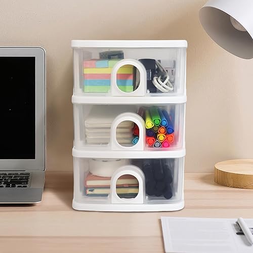 Miniatura 2 de DETEIN Cajones de almacenamiento de escritorio, organizador de escritorio con cajones, 2 cajones organizadores, cajones de plástico transparente