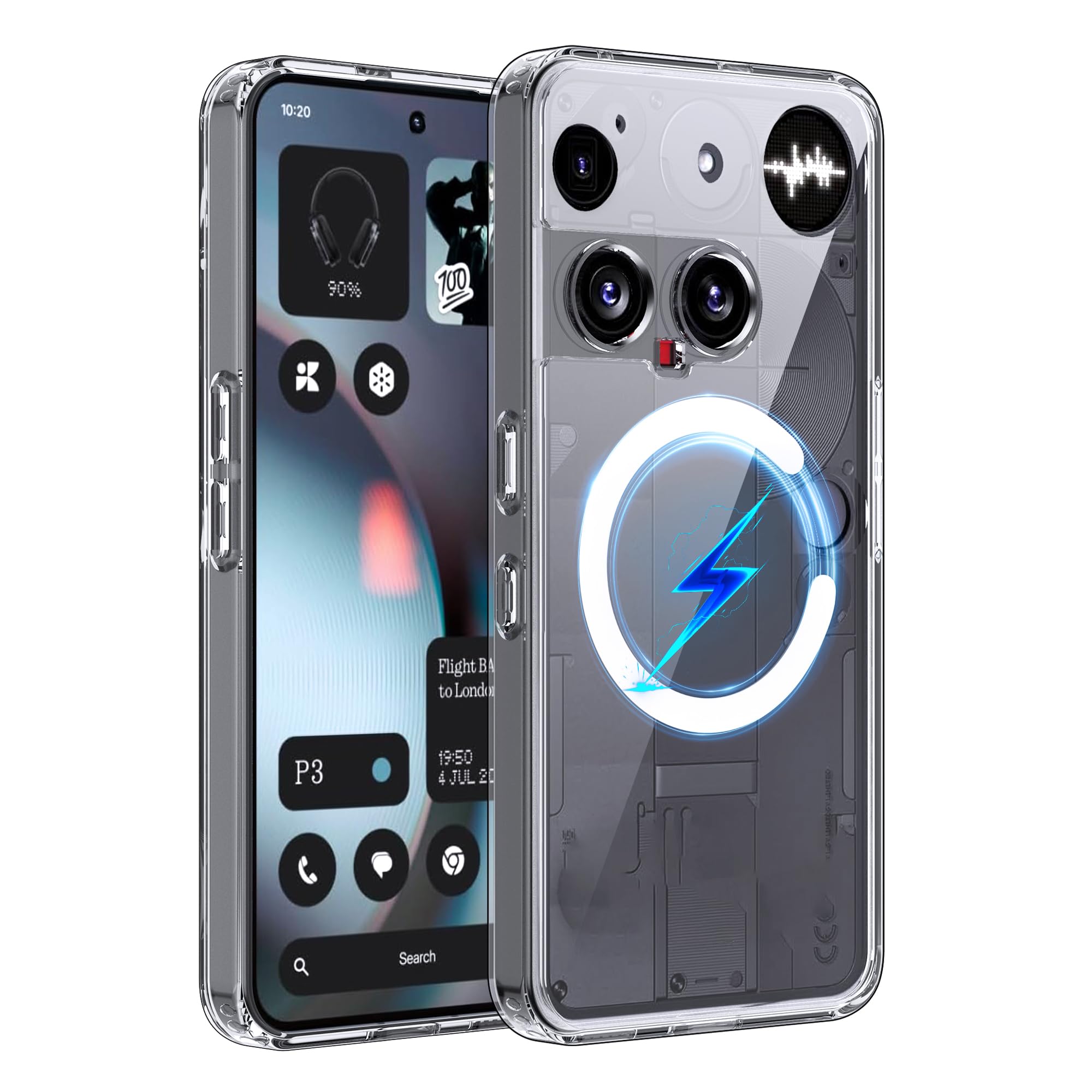 for Nothing Phone 3 Case, Compatible with MagSafe, Scratch-Resistant Shockproof Slim Protection, Magnetic Classic Hybrid Phone Case - Clear