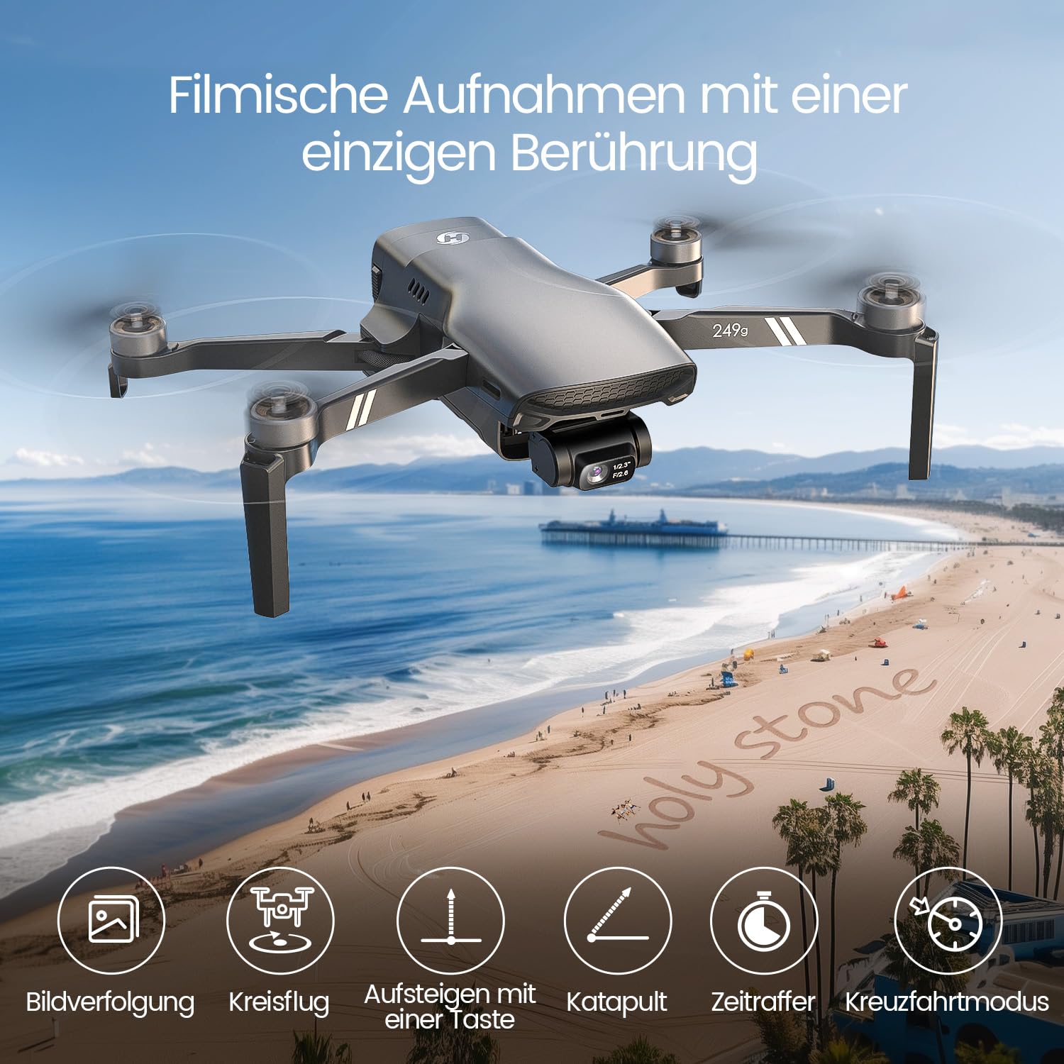 Holy Stone HS900 GPS Drohne mit 4K Kamera & 3-Achsen-Gimbal | 48 MP Fotos, 6 km Übertragung, 30 Min. Flugzeit, Visuelles Folgen, QuickShots, C0 unter 249 g