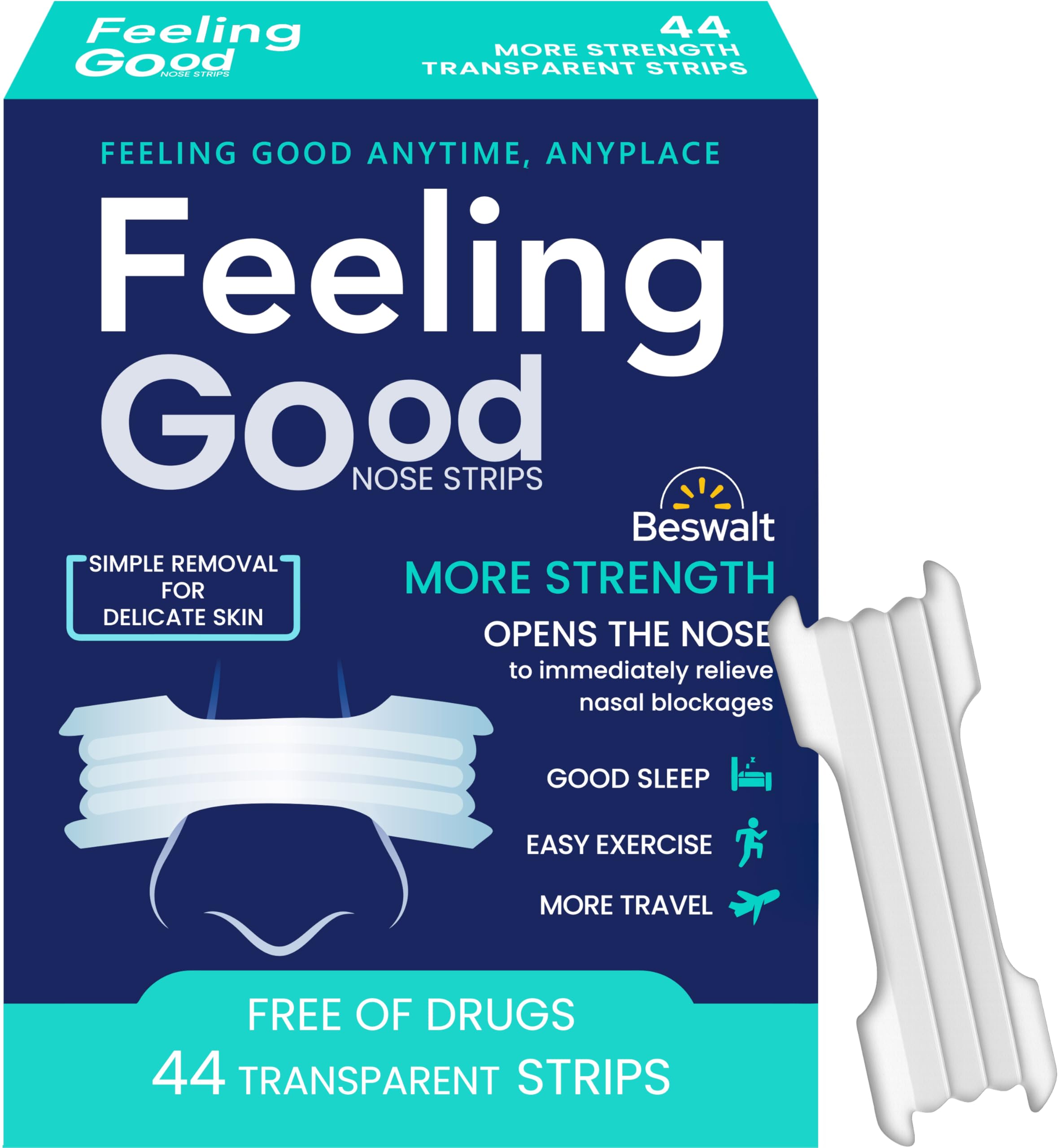 44 Strong Nasal Strips - Clear Extra Strength Nose Stop Solution for Men and Women Sensitive Skin Better