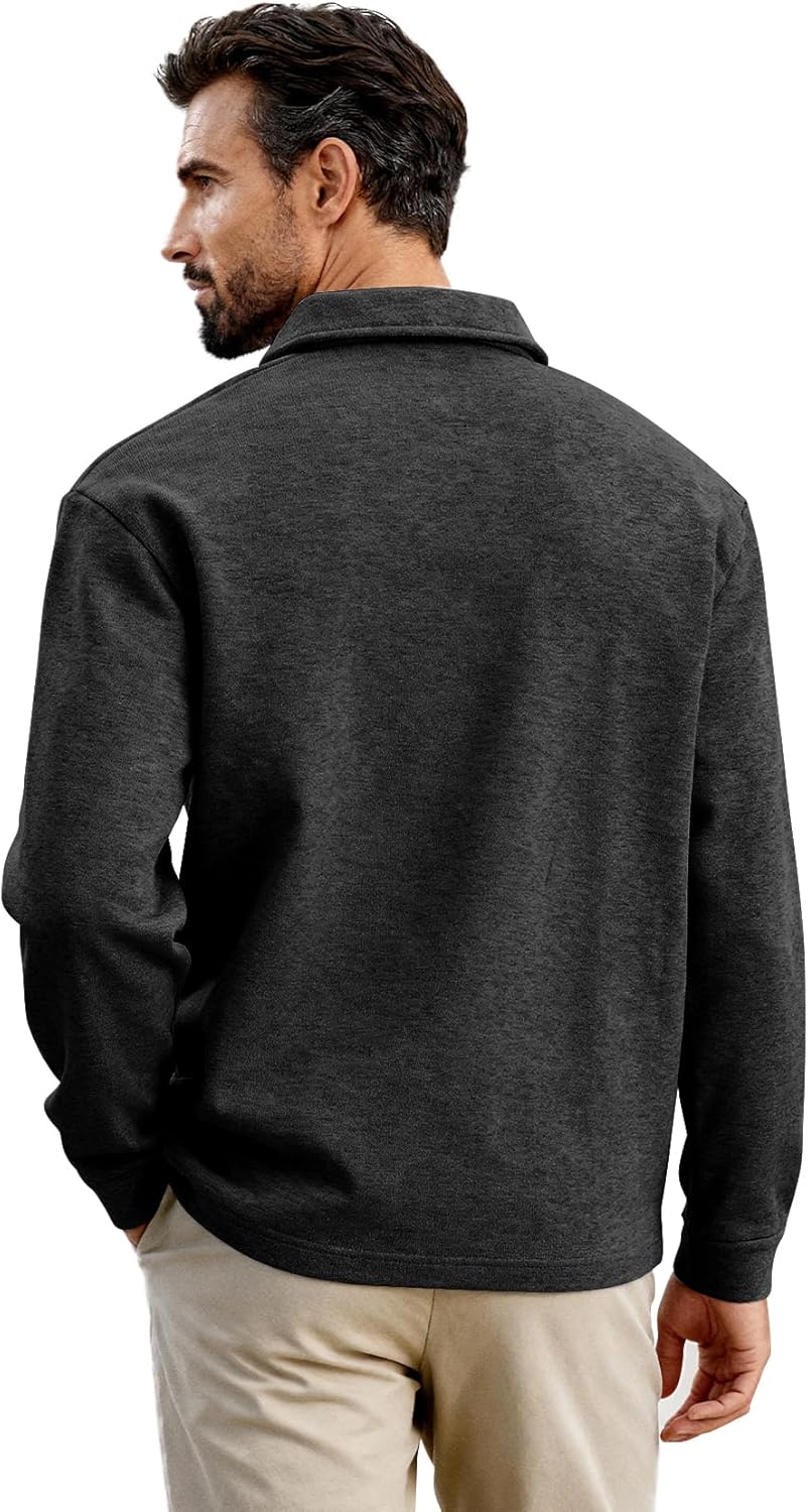 Eisctnd Men's Fleece Button Down Shirts Long Sleeve Warm Shirt Jacket Lightweight Casual Shacket with Pockets - Image 2