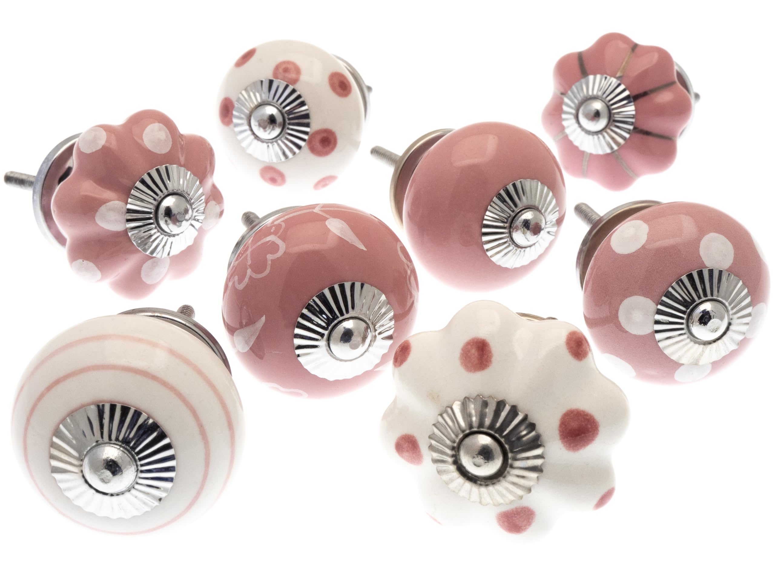 Mango Tree Pink Vintage Cupboard Knob – Decorative Drawer Pull And Ceramic Door Handle – Elegant Hardware Set Of 8