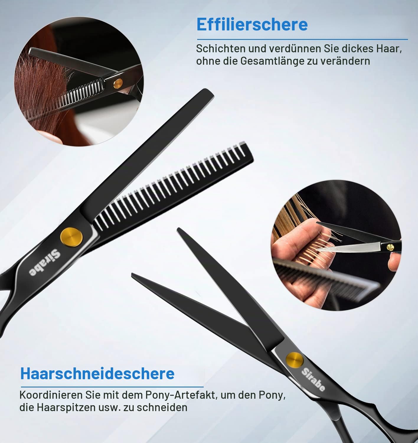 9-teiliges Haarscheren-Set, professionelles Haarschneidescheren-Set mit Schere, Effilierschere, Kamm, Umhang, Clips, schwarzes Friseurscheren-Set für Friseursalon, Zuhause