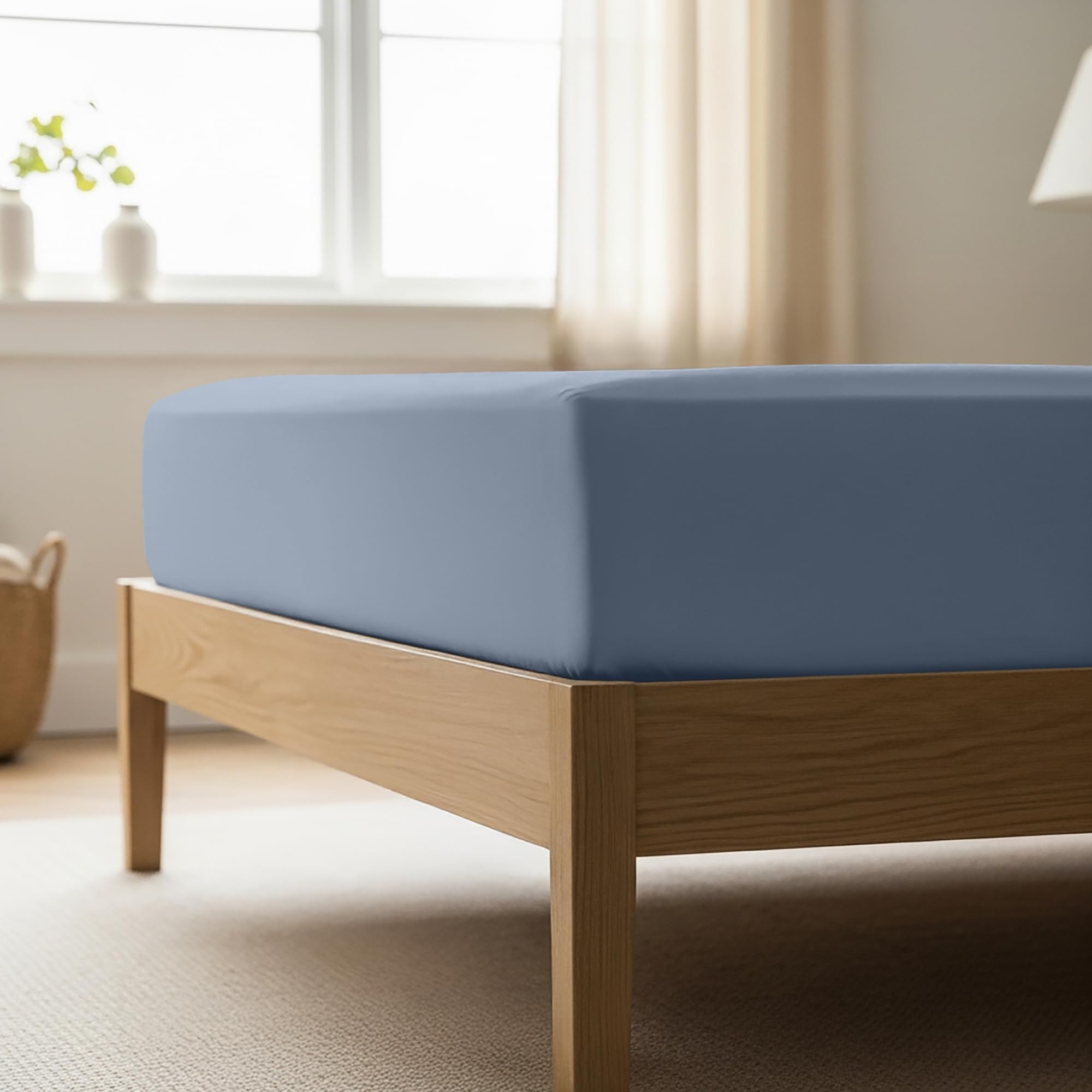 Mellanni Twin XL Fitted Sheet - Blue Hydrangea