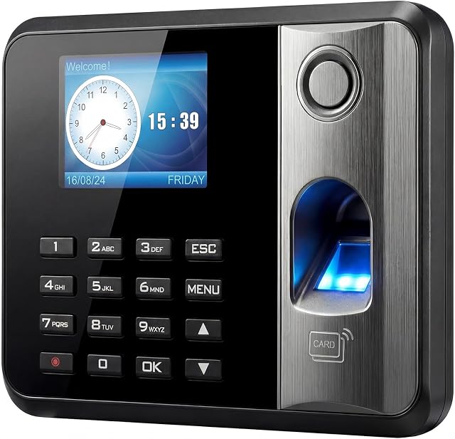 Heure d'impression digitale pour les employés, Machine d'horloge horaire avec clavier, Calculatrice automatique des heures, USB Exporter, numéro d'identification WiFi