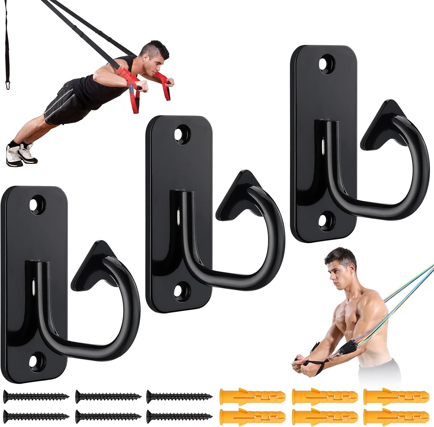 TOBWOLF 3PCS Workout Wall Mount Anchors, Heavy Duty